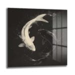 Uyum ve Denge: Yin Yang Koi Balıkları Temperli Cam Tablo - Glazella
