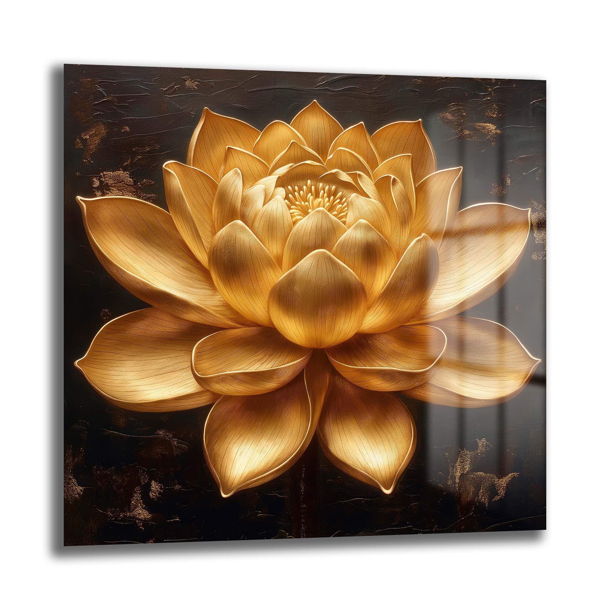Altın Lotus Zarafeti: Lüks Temperli Cam Tablo | Modern Duvar Dekorasyonu Duvar Dekoru cam tablo, duvar sanatı, modern dekorasyon, soyut sanat, cam sanat eserleri, iç mekan dekorasyonu, ofis dekorasyonu, ev dekorasyonu, restoran dekorasyonu, cafe dekorasyonu, cam baskı, UV baskı, estetik duvar sanatı