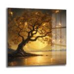 Altın Işıltılı Hayat Ağacı ve Büyüleyici Dolunay Cam Tablo Duvar Dekoru cam tablo, duvar sanatı, modern dekorasyon, soyut sanat, cam sanat eserleri, iç mekan dekorasyonu, ofis dekorasyonu, ev dekorasyonu, restoran dekorasyonu, cafe dekorasyonu, cam baskı, UV baskı, estetik duvar sanatı
