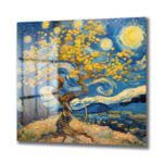 Yıldızlı Gece Sarısı: Van Gogh Tarzı Temperli Cam Tablo Duvar Dekoru cam tablo, duvar sanatı, modern dekorasyon, soyut sanat, cam sanat eserleri, iç mekan dekorasyonu, ofis dekorasyonu, ev dekorasyonu, restoran dekorasyonu, cafe dekorasyonu, cam baskı, UV baskı, estetik duvar sanatı
