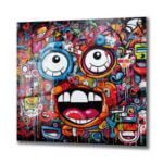 Enerjik Graffiti Yüzler: Renkli Sokak Sanatı Temperli Cam Tablo Duvar Dekoru cam tablo, duvar sanatı, modern dekorasyon, soyut sanat, cam sanat eserleri, iç mekan dekorasyonu, ofis dekorasyonu, ev dekorasyonu, restoran dekorasyonu, cafe dekorasyonu, cam baskı, UV baskı, estetik duvar sanatı