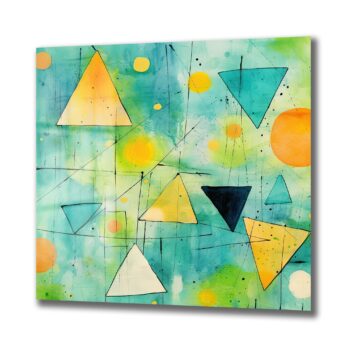 Dinamik Geometri: Canlı Renklerle Modern Soyut Cam Tablo - Glazella