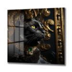 Asil Kedi Portresi: Zümrüt Yakalı Siyah Kedi Cam Tablo Duvar Dekoru cam tablo, duvar sanatı, modern dekorasyon, soyut sanat, cam sanat eserleri, iç mekan dekorasyonu, ofis dekorasyonu, ev dekorasyonu, restoran dekorasyonu, cafe dekorasyonu, cam baskı, UV baskı, estetik duvar sanatı