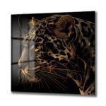 Altın Dokunuşlar: Asil Leopar Cam Tablo | Modern Duvar Sanatı Duvar Dekoru cam tablo, duvar sanatı, modern dekorasyon, soyut sanat, cam sanat eserleri, iç mekan dekorasyonu, ofis dekorasyonu, ev dekorasyonu, restoran dekorasyonu, cafe dekorasyonu, cam baskı, UV baskı, estetik duvar sanatı