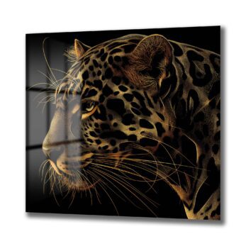 Altın Dokunuşlar: Asil Leopar Cam Tablo | Modern Duvar Sanatı - Glazella Altın Dokunuşlar: Asil Leopar Cam Tablo | Modern Duvar Sanatı - Glazella