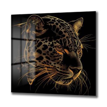 Altın Leopar Gözü: Modern Sanat Temperli Cam Tablo - Glazella Altın Leopar Gözü: Modern Sanat Temperli Cam Tablo - Glazella