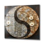 Yin Yang Dengesi: Beyaz Çiçekli Modern Geometrik Cam Tablo Duvar Dekoru cam tablo, duvar sanatı, modern dekorasyon, soyut sanat, cam sanat eserleri, iç mekan dekorasyonu, ofis dekorasyonu, ev dekorasyonu, restoran dekorasyonu, cafe dekorasyonu, cam baskı, UV baskı, estetik duvar sanatı