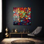 Vitray Yapraklar: Renkli Ağaç Temalı Modern Temperli Cam Tablo Duvar Dekoru cam tablo, duvar sanatı, modern dekorasyon, soyut sanat, cam sanat eserleri, iç mekan dekorasyonu, ofis dekorasyonu, ev dekorasyonu, restoran dekorasyonu, cafe dekorasyonu, cam baskı, UV baskı, estetik duvar sanatı
