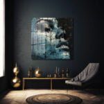 Çatlak Yüzeylerin Gizemi: Modern Mavi Soyut Cam Tablo Duvar Dekoru cam tablo, duvar sanatı, modern dekorasyon, soyut sanat, cam sanat eserleri, iç mekan dekorasyonu, ofis dekorasyonu, ev dekorasyonu, restoran dekorasyonu, cafe dekorasyonu, cam baskı, UV baskı, estetik duvar sanatı