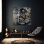 Derinliklerin Yüzü: Çatlak Dokulu Modern Sanat Cam Tablo Duvar Dekoru cam tablo, duvar sanatı, modern dekorasyon, soyut sanat, cam sanat eserleri, iç mekan dekorasyonu, ofis dekorasyonu, ev dekorasyonu, restoran dekorasyonu, cafe dekorasyonu, cam baskı, UV baskı, estetik duvar sanatı