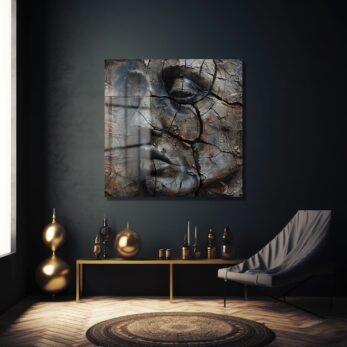 Derinliklerin Yüzü: Çatlak Dokulu Modern Sanat Cam Tablo - Glazella Derinliklerin Yüzü: Çatlak Dokulu Modern Sanat Cam Tablo - Glazella