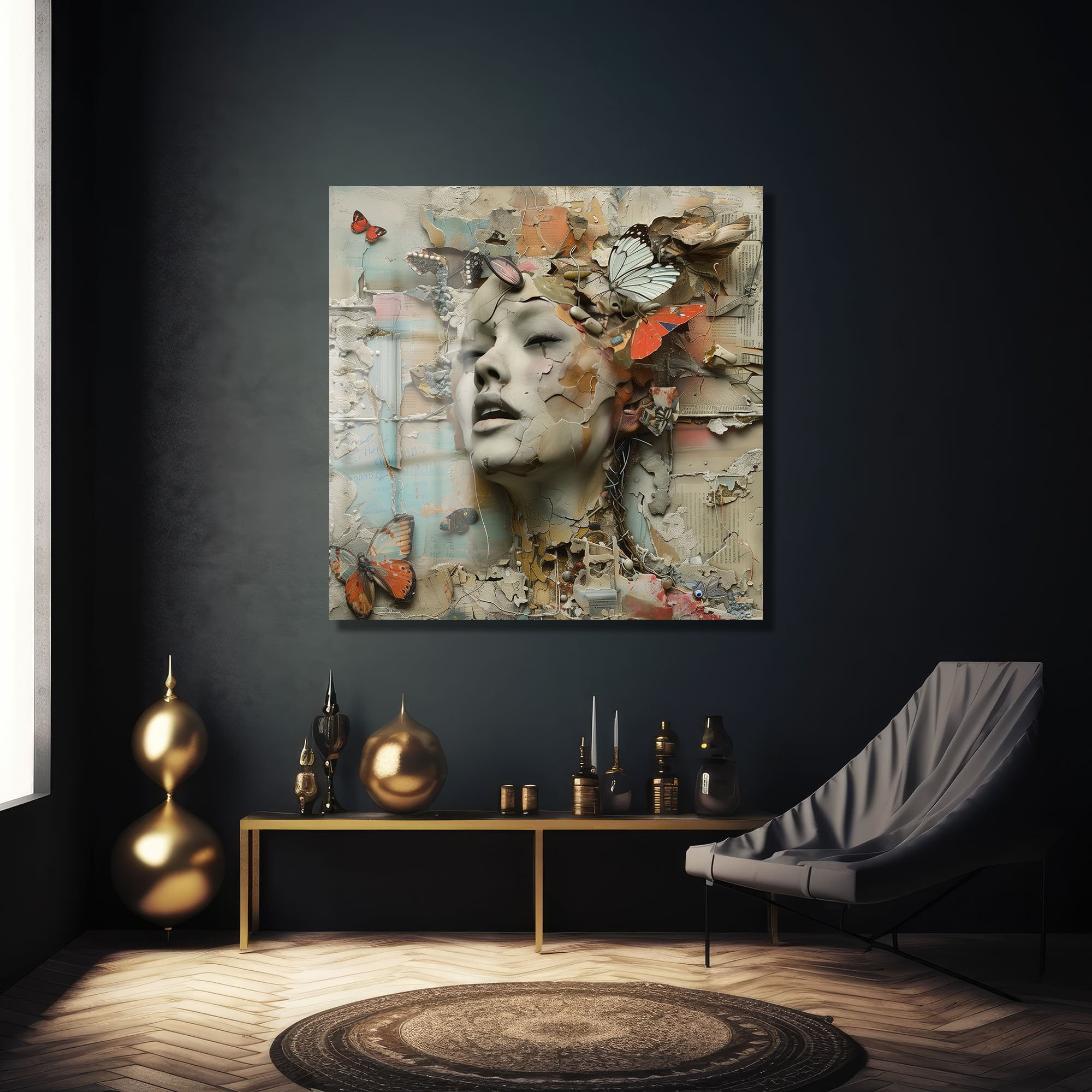 Dönüşümün Dansı: Kelebekli Modern Sanat Cam Tablo Duvar Dekoru cam tablo, duvar sanatı, modern dekorasyon, soyut sanat, cam sanat eserleri, iç mekan dekorasyonu, ofis dekorasyonu, ev dekorasyonu, restoran dekorasyonu, cafe dekorasyonu, cam baskı, UV baskı, estetik duvar sanatı