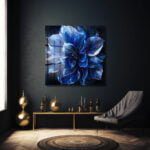 Derin Mavi Çiçek: Mistik Soyut Temperli Cam Tablo Duvar Dekoru cam tablo, duvar sanatı, modern dekorasyon, soyut sanat, cam sanat eserleri, iç mekan dekorasyonu, ofis dekorasyonu, ev dekorasyonu, restoran dekorasyonu, cafe dekorasyonu, cam baskı, UV baskı, estetik duvar sanatı