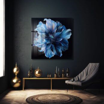 Büyüleyici Mavi Çiçek: Modern Sanat Temperli Cam Tablo - Glazella Büyüleyici Mavi Çiçek: Modern Sanat Temperli Cam Tablo - Glazella