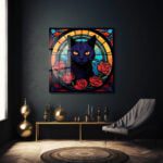 Esrarengiz Gözler: Kedi ve Güller Cam Tablo - Art Nouveau Dokunuşu Duvar Dekoru cam tablo, duvar sanatı, modern dekorasyon, soyut sanat, cam sanat eserleri, iç mekan dekorasyonu, ofis dekorasyonu, ev dekorasyonu, restoran dekorasyonu, cafe dekorasyonu, cam baskı, UV baskı, estetik duvar sanatı