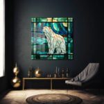 Buzların Hükümdarı: Stained Glass Kutup Ayısı Temperli Cam Tablo Duvar Dekoru cam tablo, duvar sanatı, modern dekorasyon, soyut sanat, cam sanat eserleri, iç mekan dekorasyonu, ofis dekorasyonu, ev dekorasyonu, restoran dekorasyonu, cafe dekorasyonu, cam baskı, UV baskı, estetik duvar sanatı
