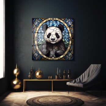 Büyülü Vitray Panda Cam Tablo: Modern Sanat ve Huzurun Buluştuğu Duvar Dekoru - Glazella