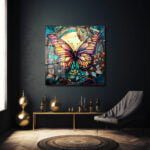 Vitray Kelebek Dansı: Canlı Renklerle Temperli Cam Tablo Duvar Dekoru cam tablo, duvar sanatı, modern dekorasyon, soyut sanat, cam sanat eserleri, iç mekan dekorasyonu, ofis dekorasyonu, ev dekorasyonu, restoran dekorasyonu, cafe dekorasyonu, cam baskı, UV baskı, estetik duvar sanatı