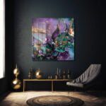 Zümrüt ve Ametist Rüyası: Lüks Floral Cam Tablo Duvar Dekoru cam tablo, duvar sanatı, modern dekorasyon, soyut sanat, cam sanat eserleri, iç mekan dekorasyonu, ofis dekorasyonu, ev dekorasyonu, restoran dekorasyonu, cafe dekorasyonu, cam baskı, UV baskı, estetik duvar sanatı
