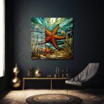 Okyanusun Büyüsü: Stained Glass Deniz Yıldızları Cam Tablo Duvar Dekoru cam tablo, duvar sanatı, modern dekorasyon, soyut sanat, cam sanat eserleri, iç mekan dekorasyonu, ofis dekorasyonu, ev dekorasyonu, restoran dekorasyonu, cafe dekorasyonu, cam baskı, UV baskı, estetik duvar sanatı