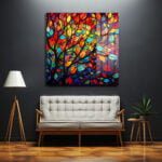 Vitray Yapraklar: Renkli Ağaç Temalı Modern Temperli Cam Tablo Duvar Dekoru cam tablo, duvar sanatı, modern dekorasyon, soyut sanat, cam sanat eserleri, iç mekan dekorasyonu, ofis dekorasyonu, ev dekorasyonu, restoran dekorasyonu, cafe dekorasyonu, cam baskı, UV baskı, estetik duvar sanatı