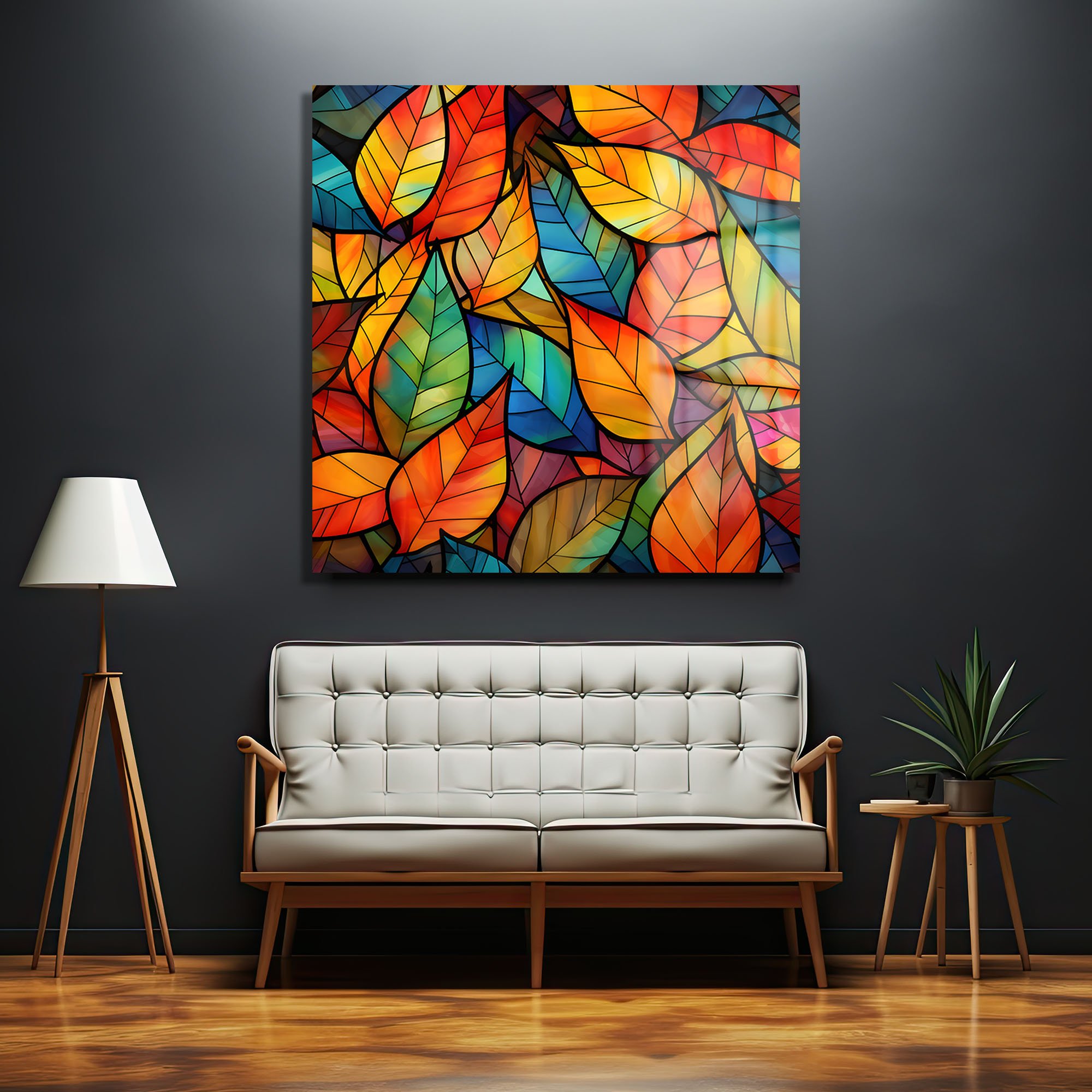 Sonbahar Rüyası: Renkli Yapraklar Stained Glass Cam Tablo Duvar Dekoru cam tablo, duvar sanatı, modern dekorasyon, soyut sanat, cam sanat eserleri, iç mekan dekorasyonu, ofis dekorasyonu, ev dekorasyonu, restoran dekorasyonu, cafe dekorasyonu, cam baskı, UV baskı, estetik duvar sanatı