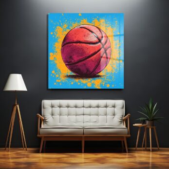 Enerjik Basketbol Rüyası: Modern Pop Art Cam Tablo - Glazella Enerjik Basketbol Rüyası: Modern Pop Art Cam Tablo - Glazella