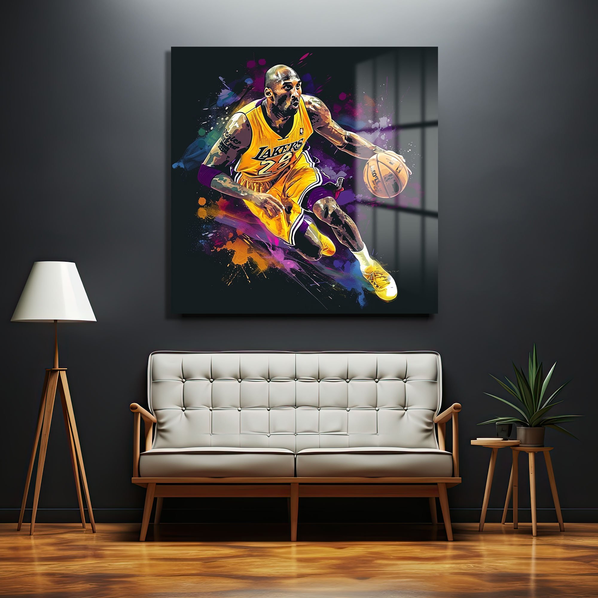 Mamba Ruhu: Dinamik Kobe Bryant Splash Art Cam Tablo Duvar Dekoru cam tablo, duvar sanatı, modern dekorasyon, soyut sanat, cam sanat eserleri, iç mekan dekorasyonu, ofis dekorasyonu, ev dekorasyonu, restoran dekorasyonu, cafe dekorasyonu, cam baskı, UV baskı, estetik duvar sanatı