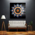 Gizemli Mandala: Sonsuzluk Mavisi ve Altın Işıltılı Temperli Cam Tablo Duvar Dekoru cam tablo, duvar sanatı, modern dekorasyon, soyut sanat, cam sanat eserleri, iç mekan dekorasyonu, ofis dekorasyonu, ev dekorasyonu, restoran dekorasyonu, cafe dekorasyonu, cam baskı, UV baskı, estetik duvar sanatı