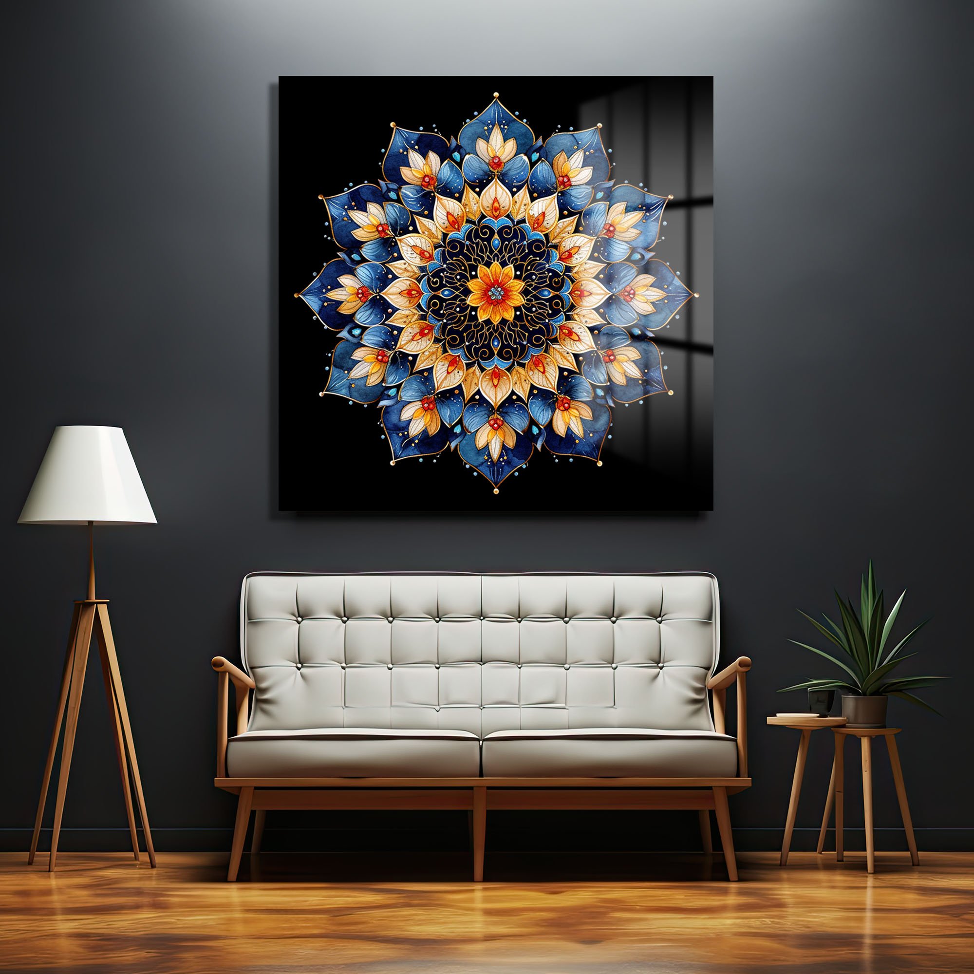 Gizemli Mandala: Sonsuzluk Mavisi ve Altın Işıltılı Temperli Cam Tablo Duvar Dekoru cam tablo, duvar sanatı, modern dekorasyon, soyut sanat, cam sanat eserleri, iç mekan dekorasyonu, ofis dekorasyonu, ev dekorasyonu, restoran dekorasyonu, cafe dekorasyonu, cam baskı, UV baskı, estetik duvar sanatı