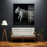 Dinamik Güç: Beyaz Bulldog Modern Cam Tablo Duvar Dekoru cam tablo, duvar sanatı, modern dekorasyon, soyut sanat, cam sanat eserleri, iç mekan dekorasyonu, ofis dekorasyonu, ev dekorasyonu, restoran dekorasyonu, cafe dekorasyonu, cam baskı, UV baskı, estetik duvar sanatı