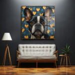 Aşk Dolu Bakışlar: Boston Terrier Temalı Modern Sanat Cam Tablo Duvar Dekoru cam tablo, duvar sanatı, modern dekorasyon, soyut sanat, cam sanat eserleri, iç mekan dekorasyonu, ofis dekorasyonu, ev dekorasyonu, restoran dekorasyonu, cafe dekorasyonu, cam baskı, UV baskı, estetik duvar sanatı