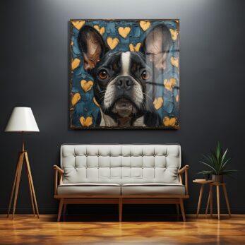 Aşk Dolu Bakışlar: Boston Terrier Temalı Modern Sanat Cam Tablo - Glazella