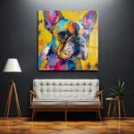 Renkli Fransız Bulldog: Modern Sanat Cam Tablo Duvar Dekoru cam tablo, duvar sanatı, modern dekorasyon, soyut sanat, cam sanat eserleri, iç mekan dekorasyonu, ofis dekorasyonu, ev dekorasyonu, restoran dekorasyonu, cafe dekorasyonu, cam baskı, UV baskı, estetik duvar sanatı