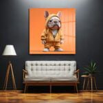 Sevimli Hipster Bulldog: Kapüşonlu Dost Cam Tablo Duvar Dekoru cam tablo, duvar sanatı, modern dekorasyon, soyut sanat, cam sanat eserleri, iç mekan dekorasyonu, ofis dekorasyonu, ev dekorasyonu, restoran dekorasyonu, cafe dekorasyonu, cam baskı, UV baskı, estetik duvar sanatı
