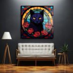 Esrarengiz Gözler: Kedi ve Güller Cam Tablo - Art Nouveau Dokunuşu Duvar Dekoru cam tablo, duvar sanatı, modern dekorasyon, soyut sanat, cam sanat eserleri, iç mekan dekorasyonu, ofis dekorasyonu, ev dekorasyonu, restoran dekorasyonu, cafe dekorasyonu, cam baskı, UV baskı, estetik duvar sanatı