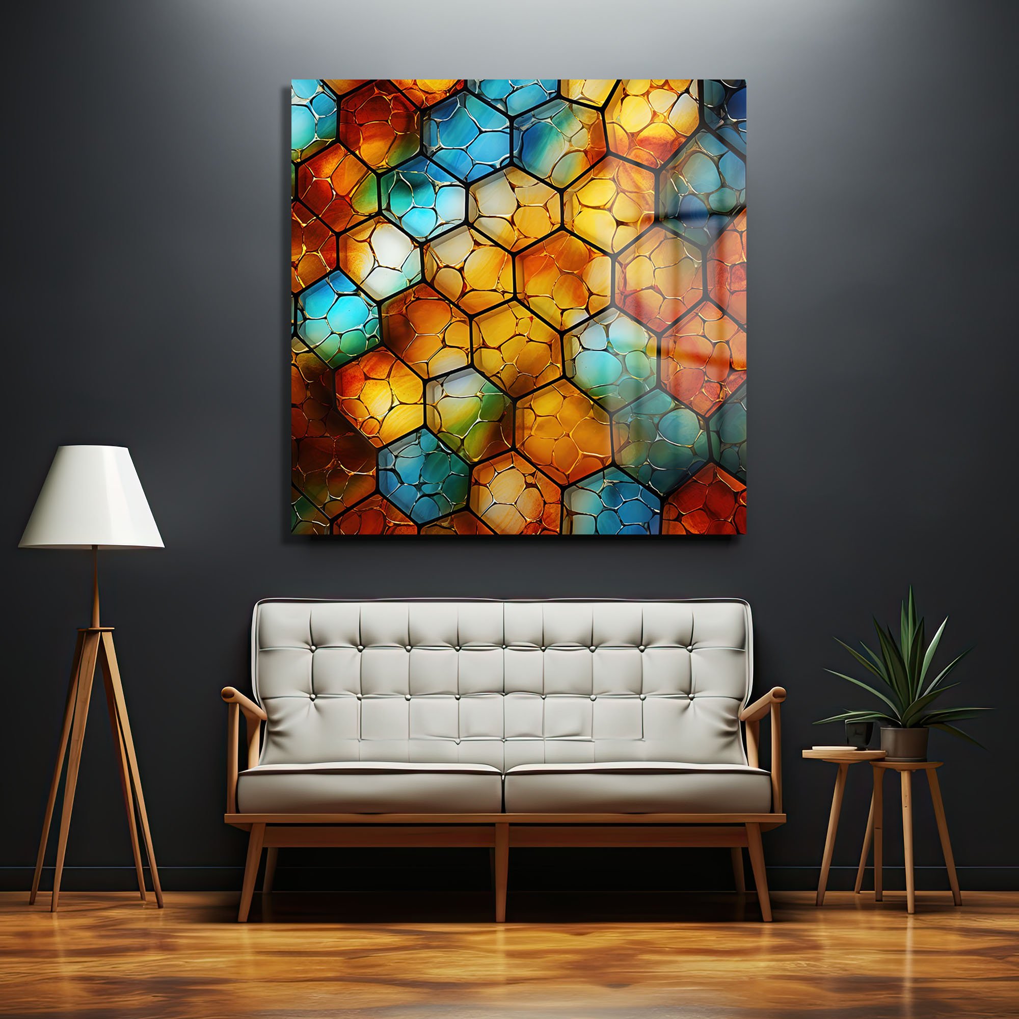 Geometrik Rüyalar: Canlı Renklerde Temperli Cam Tablo Duvar Dekoru cam tablo, duvar sanatı, modern dekorasyon, soyut sanat, cam sanat eserleri, iç mekan dekorasyonu, ofis dekorasyonu, ev dekorasyonu, restoran dekorasyonu, cafe dekorasyonu, cam baskı, UV baskı, estetik duvar sanatı