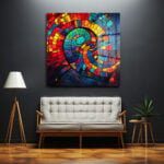 Renkli Spiral Dansı: Modern Vitray Tarzı Temperli Cam Tablo Duvar Dekoru cam tablo, duvar sanatı, modern dekorasyon, soyut sanat, cam sanat eserleri, iç mekan dekorasyonu, ofis dekorasyonu, ev dekorasyonu, restoran dekorasyonu, cafe dekorasyonu, cam baskı, UV baskı, estetik duvar sanatı