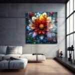 Vitray Çiçeklerin Rüyası: Modern Temperli Cam Tablo Duvar Dekoru cam tablo, duvar sanatı, modern dekorasyon, soyut sanat, cam sanat eserleri, iç mekan dekorasyonu, ofis dekorasyonu, ev dekorasyonu, restoran dekorasyonu, cafe dekorasyonu, cam baskı, UV baskı, estetik duvar sanatı