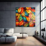 Sonbahar Rüyası: Renkli Yapraklar Stained Glass Cam Tablo Duvar Dekoru cam tablo, duvar sanatı, modern dekorasyon, soyut sanat, cam sanat eserleri, iç mekan dekorasyonu, ofis dekorasyonu, ev dekorasyonu, restoran dekorasyonu, cafe dekorasyonu, cam baskı, UV baskı, estetik duvar sanatı