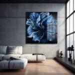 Eterna Mavi: Derinlikli Soyut Çiçek Temperli Cam Tablo Duvar Dekoru cam tablo, duvar sanatı, modern dekorasyon, soyut sanat, cam sanat eserleri, iç mekan dekorasyonu, ofis dekorasyonu, ev dekorasyonu, restoran dekorasyonu, cafe dekorasyonu, cam baskı, UV baskı, estetik duvar sanatı