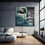 Çatlak Yüzeylerin Gizemi: Modern Mavi Soyut Cam Tablo Duvar Dekoru cam tablo, duvar sanatı, modern dekorasyon, soyut sanat, cam sanat eserleri, iç mekan dekorasyonu, ofis dekorasyonu, ev dekorasyonu, restoran dekorasyonu, cafe dekorasyonu, cam baskı, UV baskı, estetik duvar sanatı