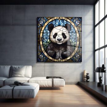 Büyülü Vitray Panda Cam Tablo: Modern Sanat ve Huzurun Buluştuğu Duvar Dekoru - Glazella