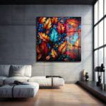 Sonbahar Melodisi: Vitray Sanatı Modern Yaprak Desenli Temperli Cam Tablo Duvar Dekoru cam tablo, duvar sanatı, modern dekorasyon, soyut sanat, cam sanat eserleri, iç mekan dekorasyonu, ofis dekorasyonu, ev dekorasyonu, restoran dekorasyonu, cafe dekorasyonu, cam baskı, UV baskı, estetik duvar sanatı