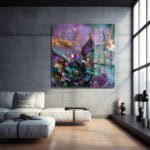 Zümrüt ve Ametist Rüyası: Lüks Floral Cam Tablo Duvar Dekoru cam tablo, duvar sanatı, modern dekorasyon, soyut sanat, cam sanat eserleri, iç mekan dekorasyonu, ofis dekorasyonu, ev dekorasyonu, restoran dekorasyonu, cafe dekorasyonu, cam baskı, UV baskı, estetik duvar sanatı