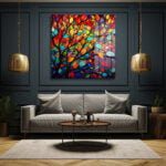 Vitray Yapraklar: Renkli Ağaç Temalı Modern Temperli Cam Tablo Duvar Dekoru cam tablo, duvar sanatı, modern dekorasyon, soyut sanat, cam sanat eserleri, iç mekan dekorasyonu, ofis dekorasyonu, ev dekorasyonu, restoran dekorasyonu, cafe dekorasyonu, cam baskı, UV baskı, estetik duvar sanatı