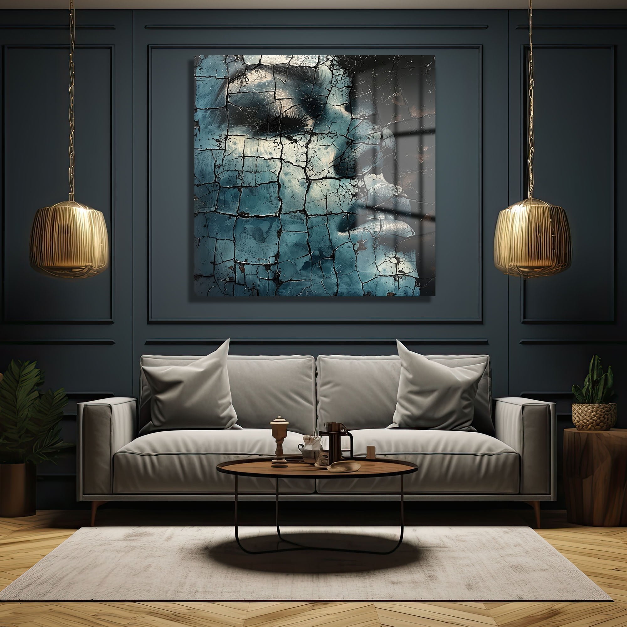 Çatlak Yüzeylerin Gizemi: Modern Mavi Soyut Cam Tablo Duvar Dekoru cam tablo, duvar sanatı, modern dekorasyon, soyut sanat, cam sanat eserleri, iç mekan dekorasyonu, ofis dekorasyonu, ev dekorasyonu, restoran dekorasyonu, cafe dekorasyonu, cam baskı, UV baskı, estetik duvar sanatı