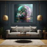 Efsunlu Küre: Teal ve Mor Tonlarında Altın Işıltılı Modern Cam Tablo Duvar Dekoru cam tablo, duvar sanatı, modern dekorasyon, soyut sanat, cam sanat eserleri, iç mekan dekorasyonu, ofis dekorasyonu, ev dekorasyonu, restoran dekorasyonu, cafe dekorasyonu, cam baskı, UV baskı, estetik duvar sanatı