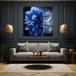 Derin Mavi Çiçek: Mistik Soyut Temperli Cam Tablo Duvar Dekoru cam tablo, duvar sanatı, modern dekorasyon, soyut sanat, cam sanat eserleri, iç mekan dekorasyonu, ofis dekorasyonu, ev dekorasyonu, restoran dekorasyonu, cafe dekorasyonu, cam baskı, UV baskı, estetik duvar sanatı