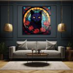 Esrarengiz Gözler: Kedi ve Güller Cam Tablo - Art Nouveau Dokunuşu Duvar Dekoru cam tablo, duvar sanatı, modern dekorasyon, soyut sanat, cam sanat eserleri, iç mekan dekorasyonu, ofis dekorasyonu, ev dekorasyonu, restoran dekorasyonu, cafe dekorasyonu, cam baskı, UV baskı, estetik duvar sanatı